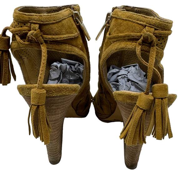 Vince Camuto Javy Tan Open Toe Suede Bootie 8.5 - Picture 7 of 10